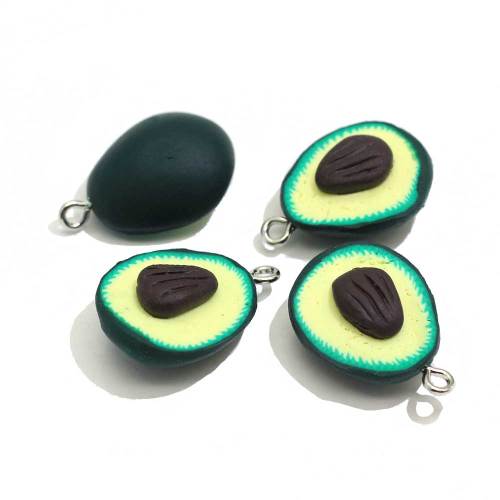 Pendientes populares en forma de aguacate Kawaii, rebanada de arcilla polimérica, 100 unids / bolsa, accesorios de moda, decoración artesanal DIY