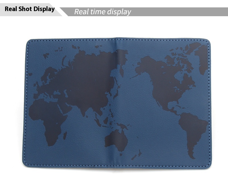 Modern Style Multi-Functional Travel Passport Bag Card Holder World Map RFID Passport Holder Luggage Tag Set Made of PU