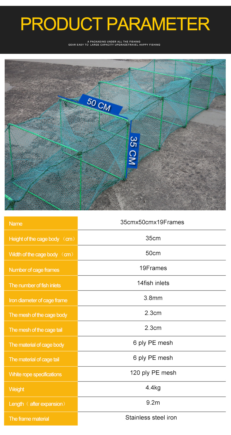 New product 9.2m foldable catcher trap fishing net shrimp cage crayfish pot