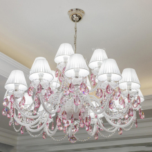 French Residential Mansion Wedding Bedroom Pink Crystal Glass Luxury Chandelier for Hotel Hall Castle Lobby
