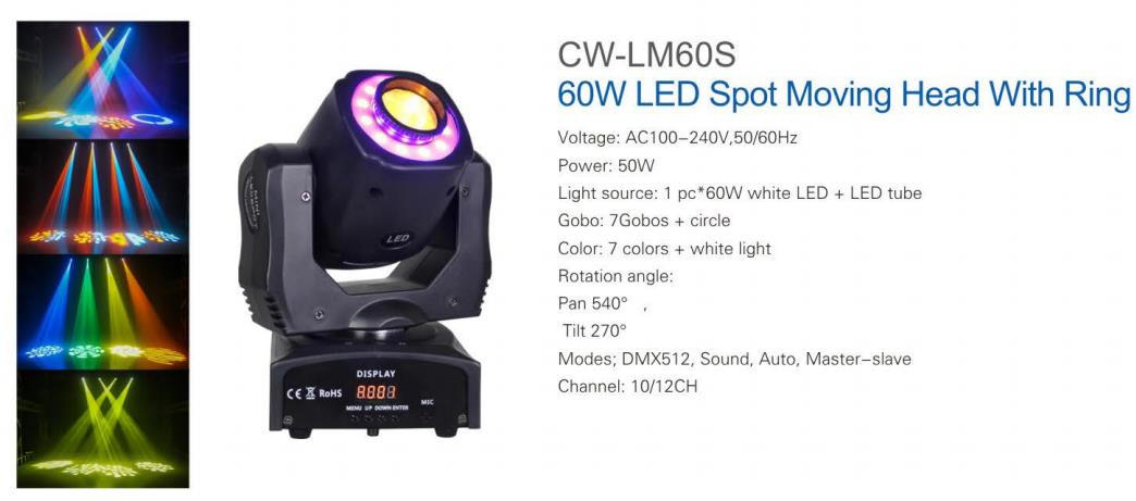 60pcs + LED Spot Moving Head with Ring