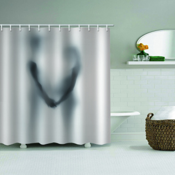 Couple Shadow Waterproof Shower Curtain Unique Black and White Bathroom Decor