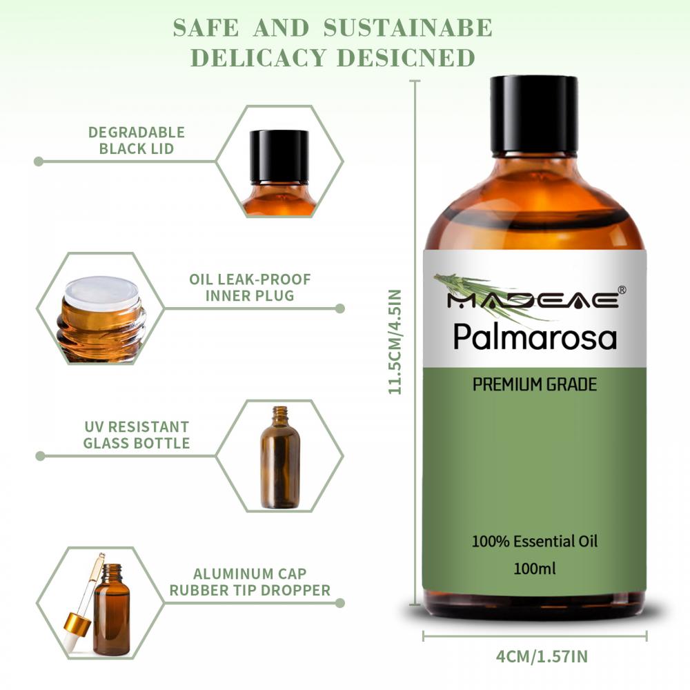 Aceite de palmarosa natural 100% puro para antibacteriano antibacteriano