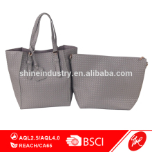 Women's Braided Patterned PU Handbag