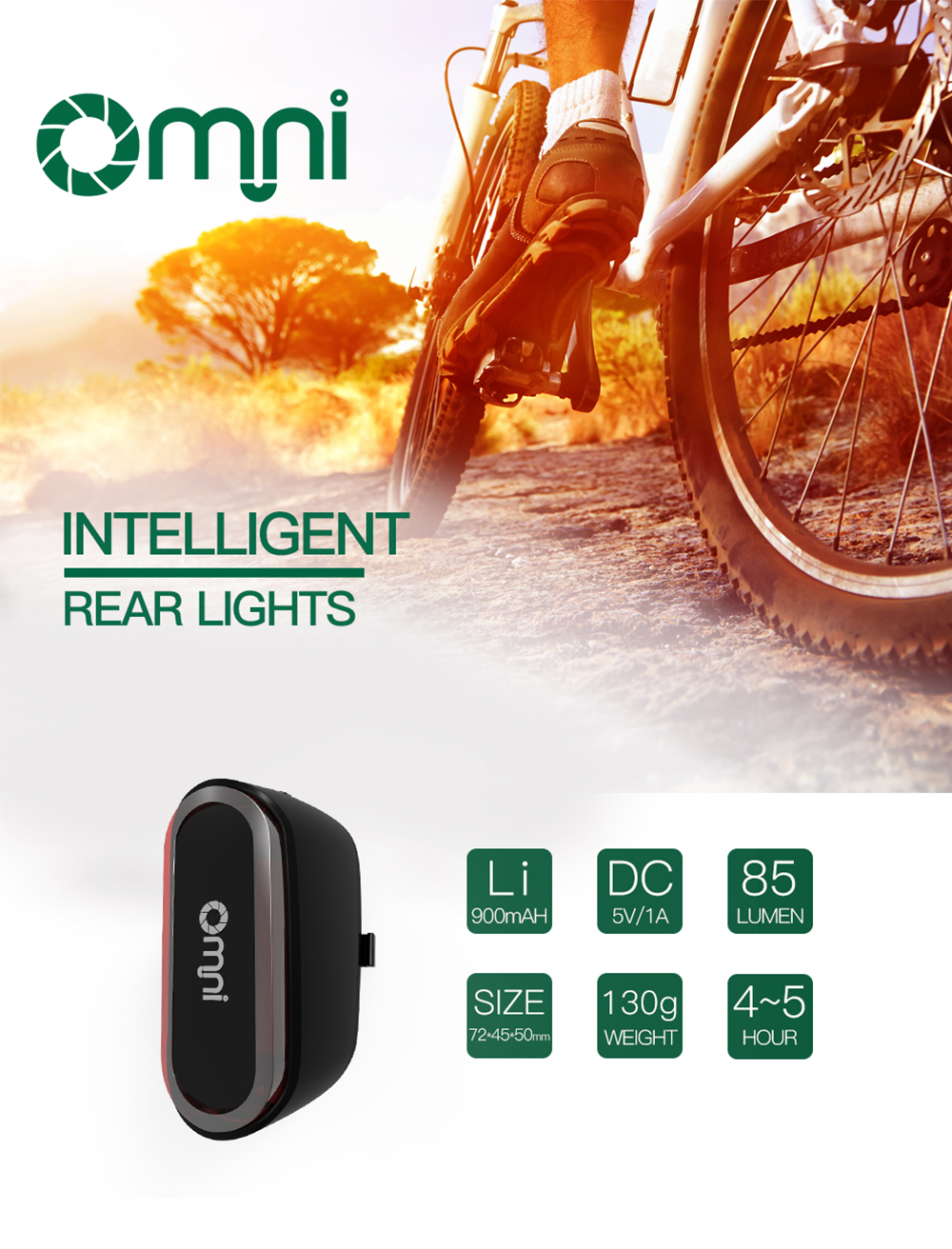 Omni OC102 smart waterproof bicycle accessories turn signal light Rear light With Battery