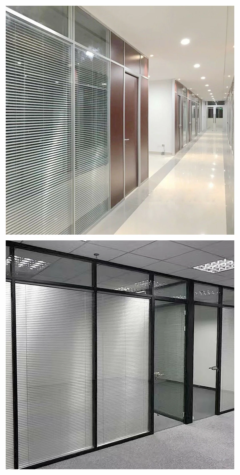 Shaneok Factory Price Modern Office Glass Wall with Aluminum Blinds