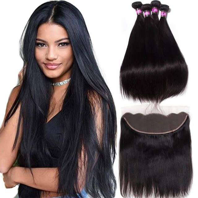 Cheap Wholesa Silky Straight High Grade 1 donor 100% Virgin Brazilian Human Hair Bundles with Lace Closure for Black Women