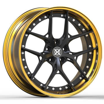 Electroplated Polished Gold Luxury Monoblock 2-Piece Forged Aluminum Alloy Car Touring Wheels