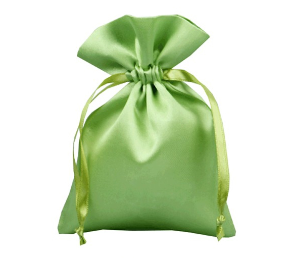 green satin bag pouch for hair