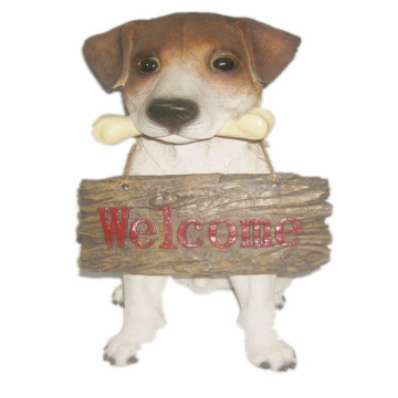 Resin Welcome Sign with Dog Garden Ornament: Enhance Your Garden's Warmth and Charm