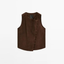 Women's casual versatile high-end leather short suit vest