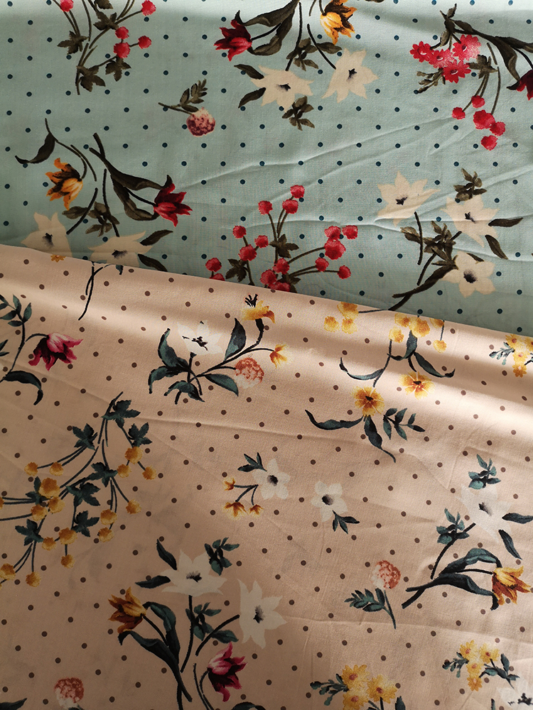 Dots Flower Rayon Challis 30S Light Printing Fabric