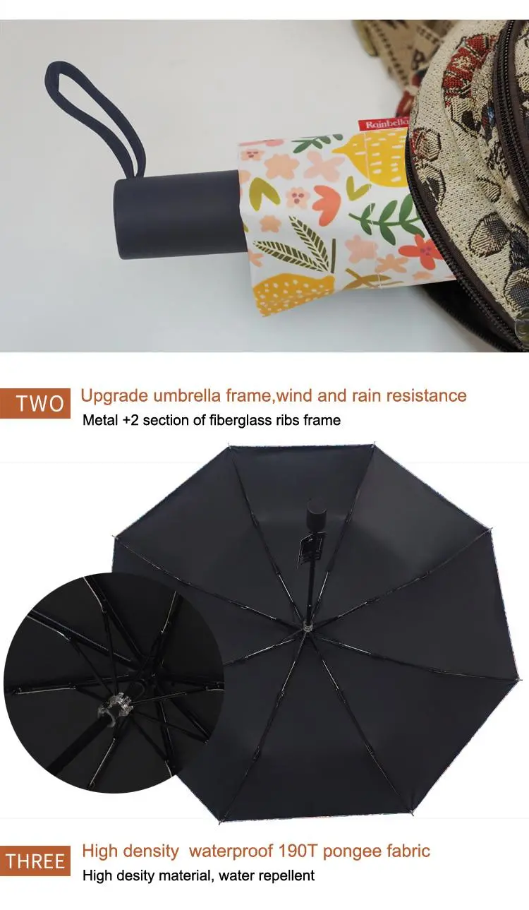 Windproof Folding Protection Umbrella Lady Three Fold Umbrella Summer Umbrella