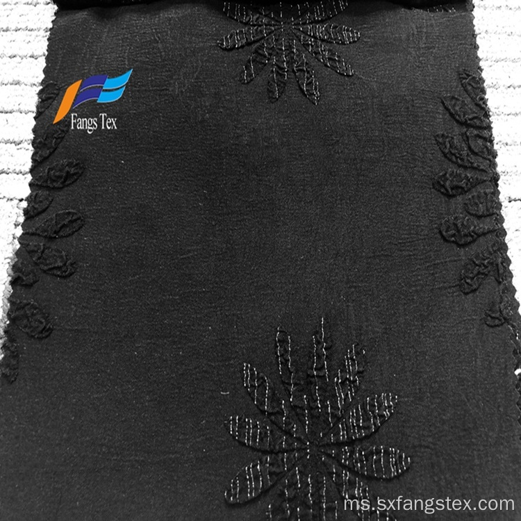 Kain Abaya Hitam Formal 100% Polyester Fukuro Jacquard