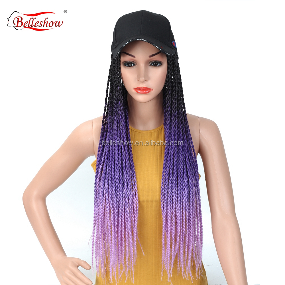 Hot sell 24 inch ombre synthetic braiding hair crochet braid hair ombre senegalese twist hair black basketball hat wig