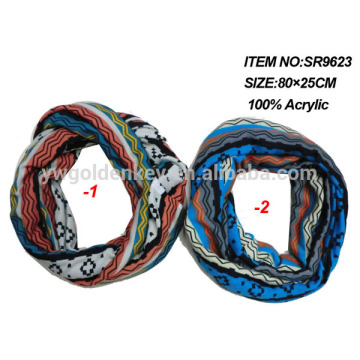 2014 winter 100% Acrylic fashion multicolor printed infinity scarf