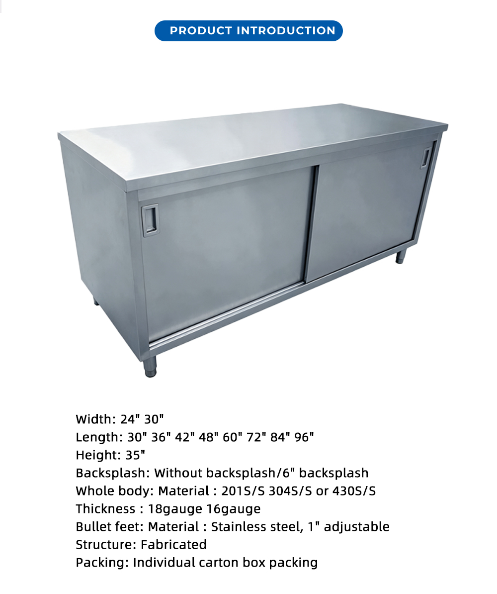 خزانة عمل للتخزين من الفولاذ المقاوم للصدأ قائمة بذاتها X Freestanding Stainless Steel Storage Work Cabinet X