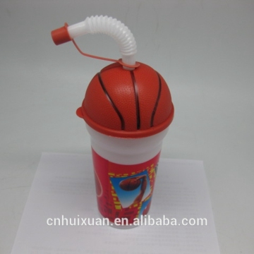 400ml plastic basketball cup with straw