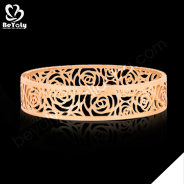 Rose gold hollow rose flower indian bangle set