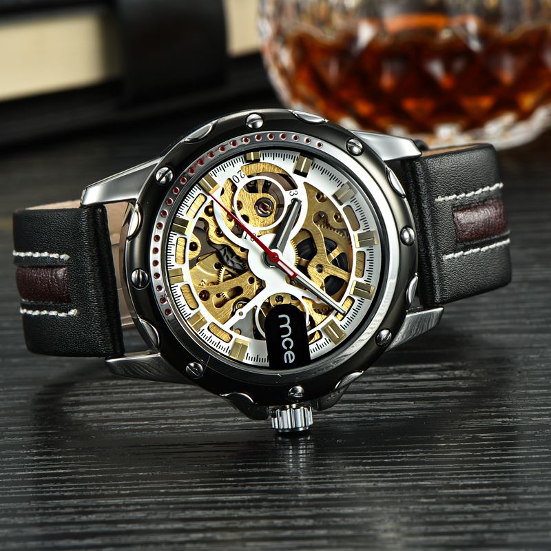 Sliver case casual mechanical men sport watch