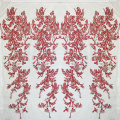 Red Flower and Bird Lace Embroidery Fabric