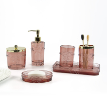 Pink Bathing Set Glass Bottle Processing