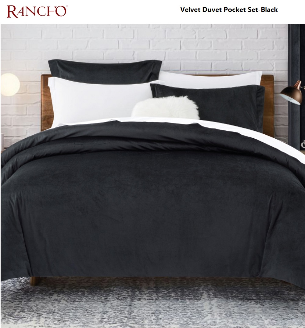 Rancho wholesale OKOTEX Queen Size Velvet fabric thick Duvet Pocket and quilt Cover Set