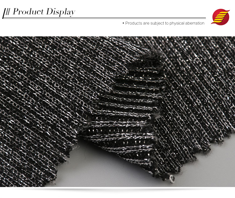 Textil Garment Fabric Silver 75 Poly 25 Lurex Metallic Fashion Glitter Rib Knit Jersey Fabric 100% Polyester,75%poly 25%LUREX
