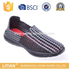 New design hand made woven elastic men no laces casual shoes