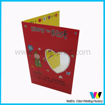Nice Print Paper Made Bithday Cards with Heart Shape Window