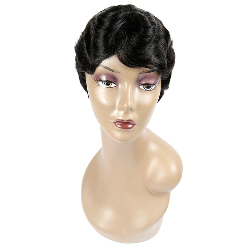 Cheap human wig,women razor cut hair wigs human hair short wig,wholesale non lace machine made human hair wigs