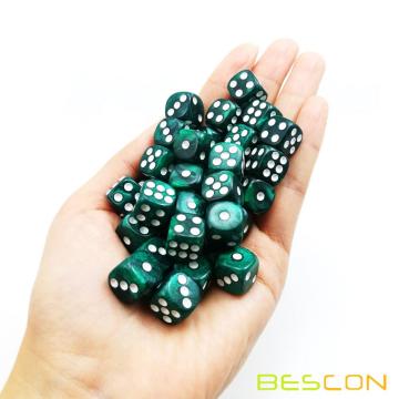 Bescon 12 mm 6 caras Dice 36 en Brick Box, 12 mm Six Sided Die (36) Bloque de dados, Marble Green