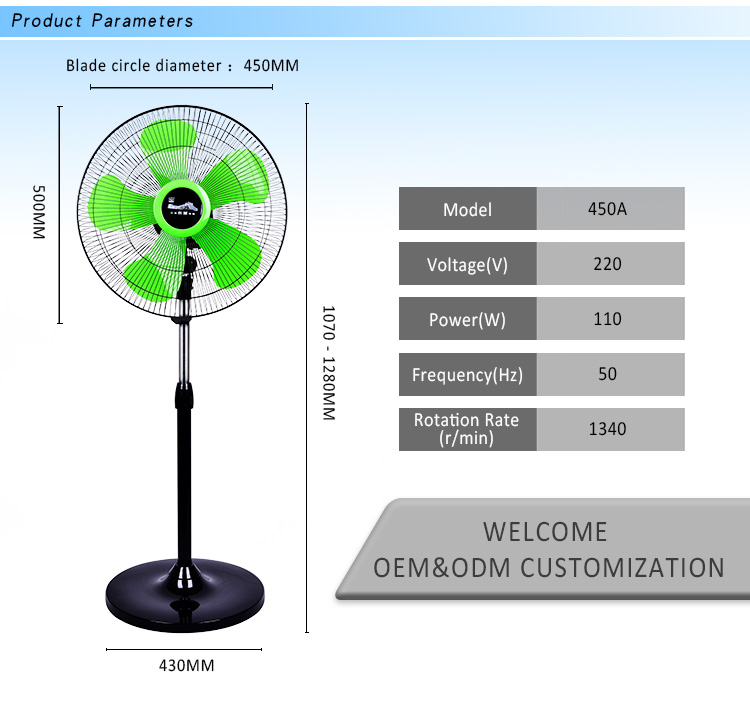 Kanasi 18 "polegadas para uso doméstico doméstico de plástico comercial de alta velocidade e baixo ruído suporte elétrico ventilador oscilante com CB