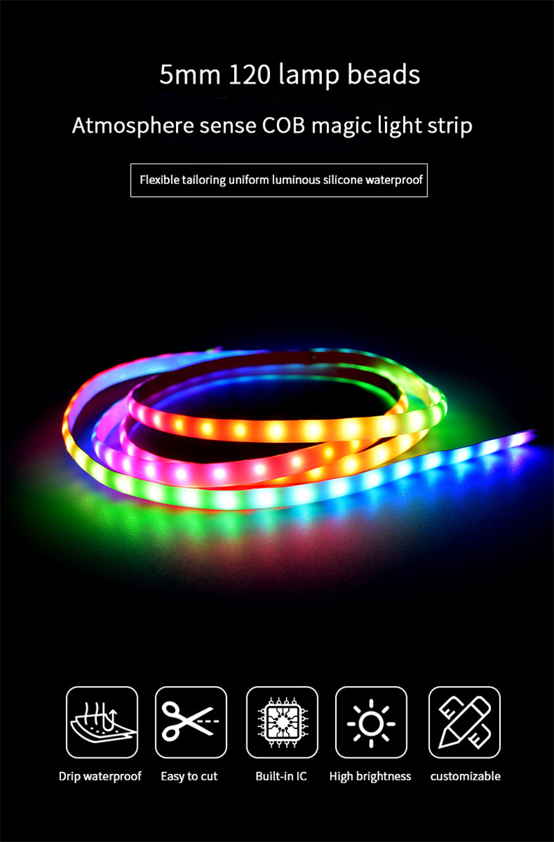 DC12V 320 chips Dream Full Color Rgbw Magic Digital 5m Cob Strip Rgbic Led Strip Light Set Smart Addressable RGB COB LED Strips