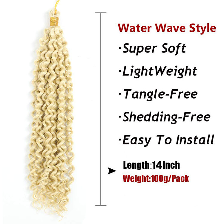 Wholesale Water Wave Braiding Hair Extensions Curly Water Deep Twist Crochet Braids Hair Mixed Color 14 Inch Synthetic Fiber