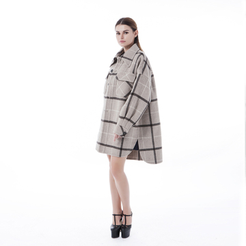 Fashion shirt style cashmere wool coat