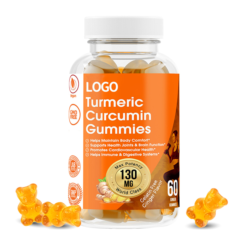 OEM ODM Vegan Organic Turmeric Gummies With Black Pepper Ginger for Boost Immun System