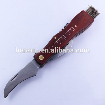 Multi Wood Handle Mushroom Knife with Brush