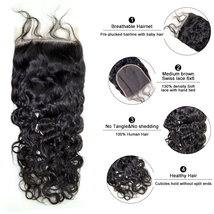 Hair factory cheap virgin lace closure with baby hair free part large size 6x6 swiss lace hair system