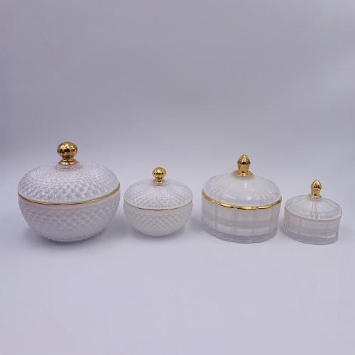 ronde geo-cut glazen pot set van 2