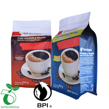 Biologiskt nedbrytbar PLA Eco Friendly Zipper Flat Bottom Coffee Bag