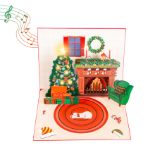 Christmas Fireplace Musical Pop Up Greeting Card