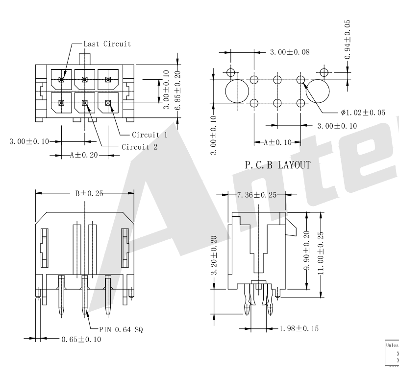 MX3.0 180 Wafer met metaalvork series connector