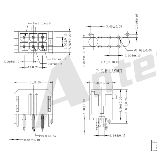 MX3.0 180 금속 포크 시리즈 커넥터가있는 웨이퍼