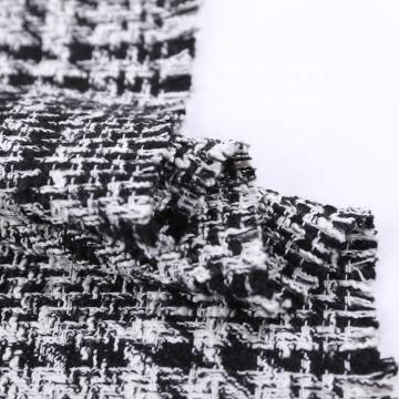 Polyester Houndstooth Luxury Wool Women Tweed Fabric