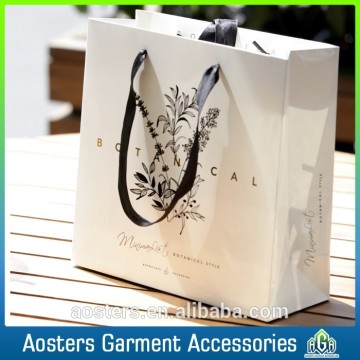 Luxury recycled custom printing logo shopping packaging white paper bag