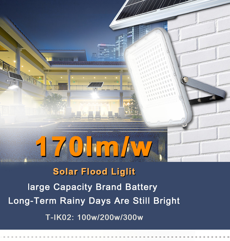 KCD manufacturer best solar powered energy saving lamp outdoor led 200w ip65 high output solar flood light