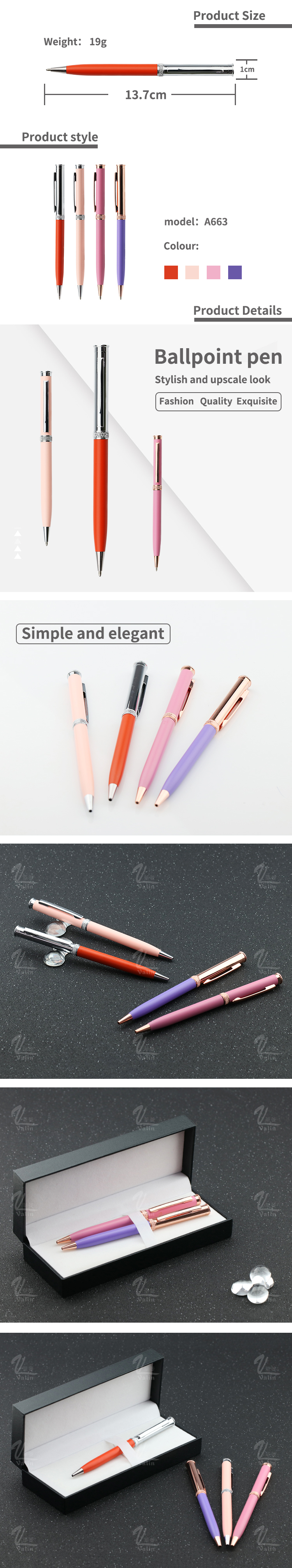 Factory wholesale custom logo metal oil ink refill ball pen