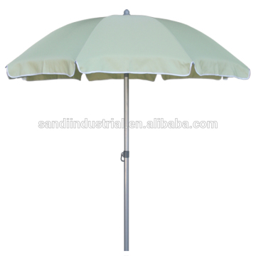 small white beach umbrella with fringe