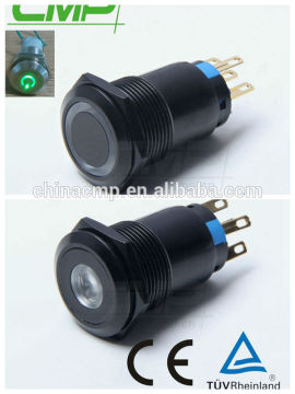 CMP Green led momentary black push button switch 12V car computer no-lock reset switch
